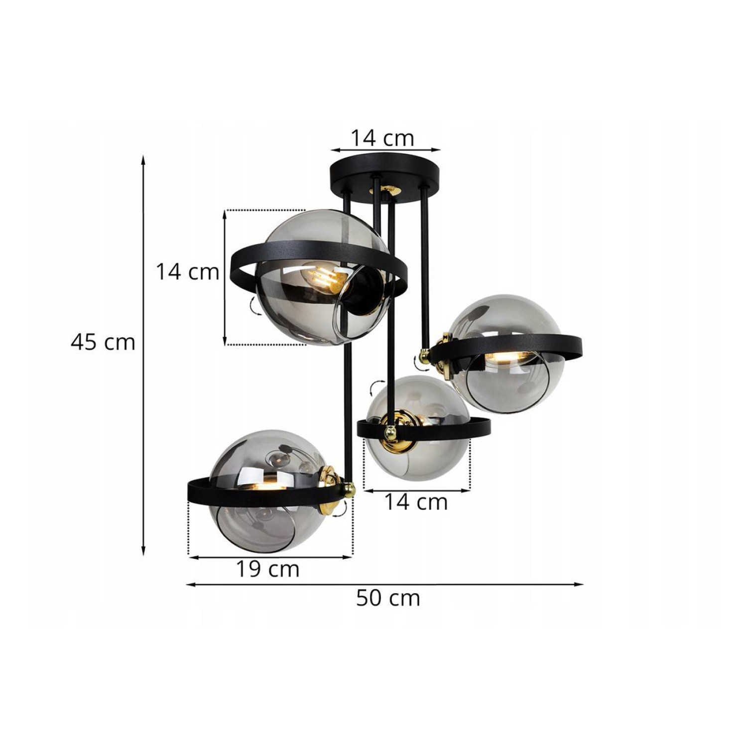 Ceiling lamp with glass shades RING 2340/4G LH030 foto4