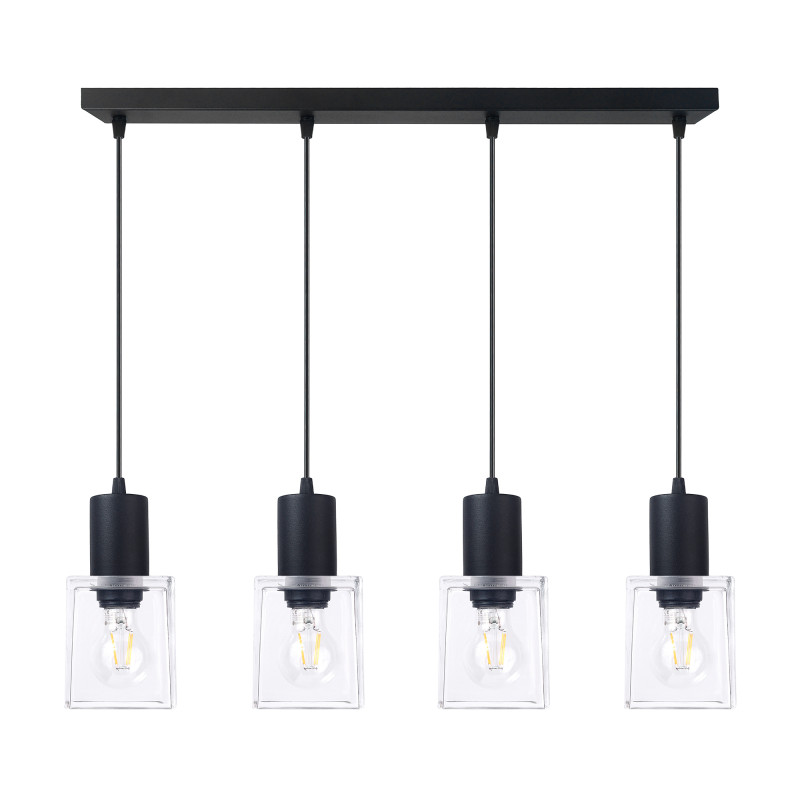 Pendant lamp black bar and clear glass square lampshades 50007 "Roberto" foto2