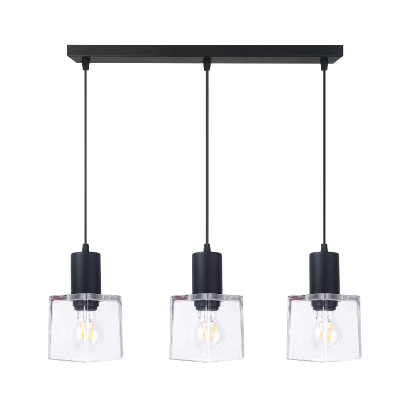 Pendant lamp black bar and clear glass square lampshades 60603 "Roberto" foto2