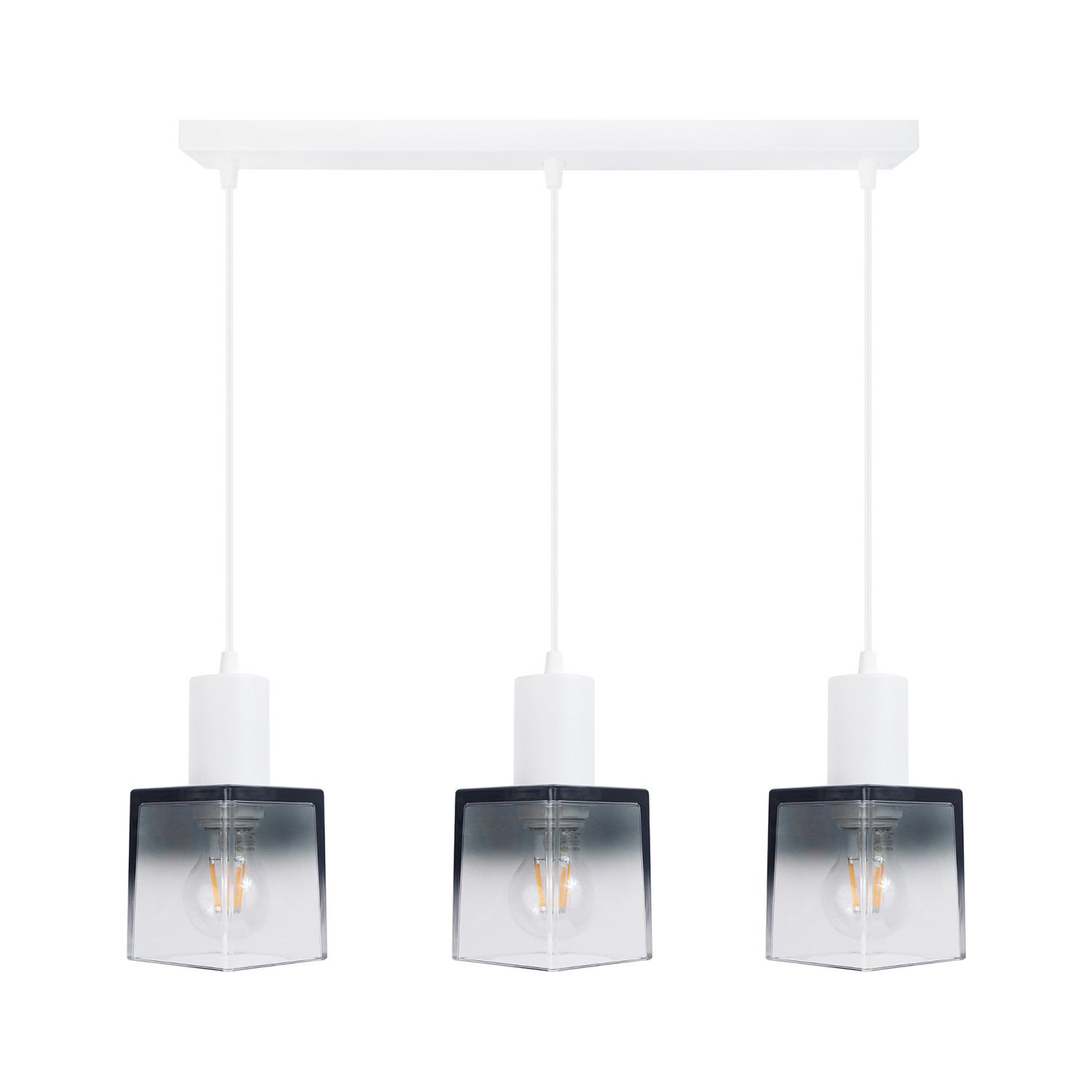 Bílé závěsné svítidlo na liště s hranatými stínidly 60603 "Roberto" foto2