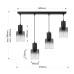 Pendant lamp black bar and clear glass square lampshades 50007 "Roberto" foto5