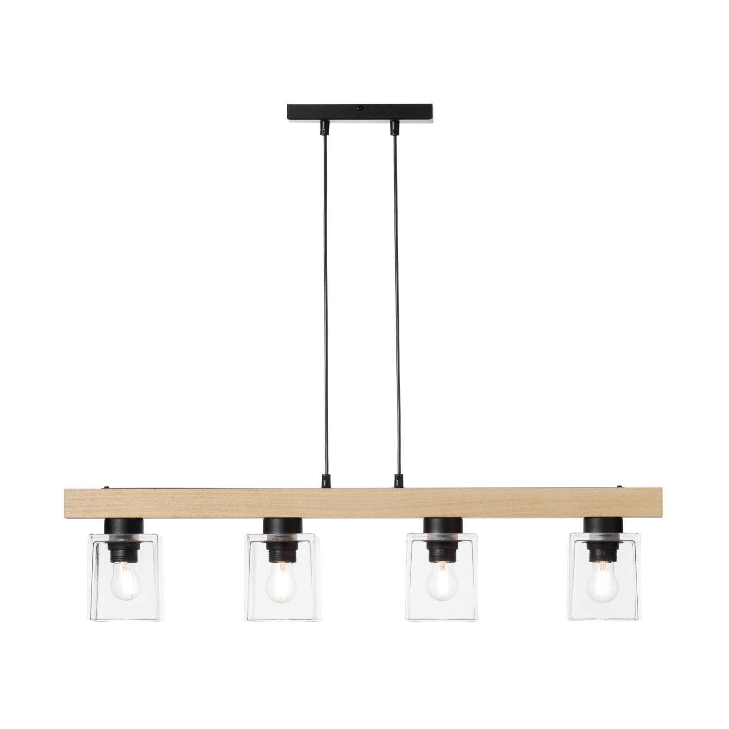 Dřevěné závěsné svítidlo s unikátními skleněnými stínidly  40409 "Rustic Radiance" foto3