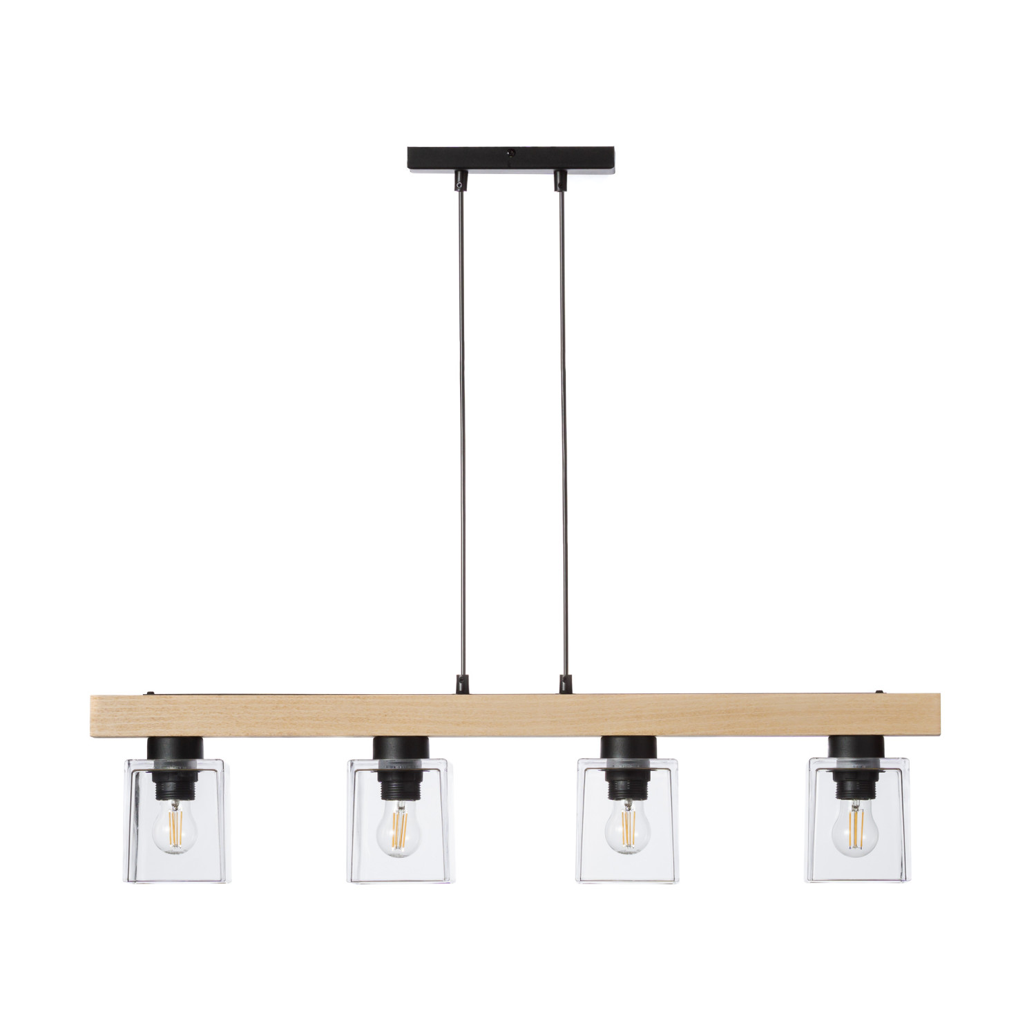 Dřevěné závěsné svítidlo s unikátními skleněnými stínidly  40409 "Rustic Radiance" foto4