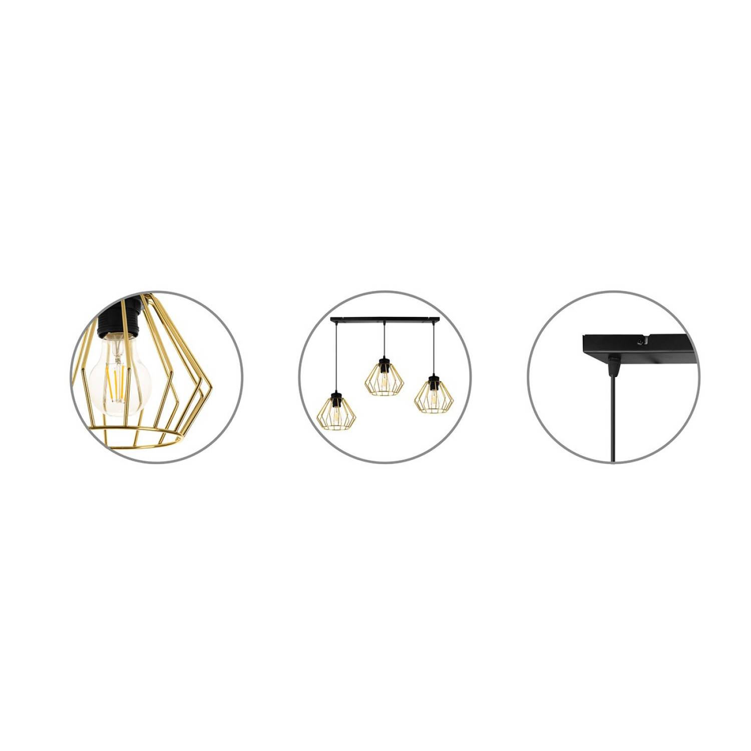 Závěsné svítidlo na lanku s kovovými stínítky LH007 "SANTOS LOFT" foto2