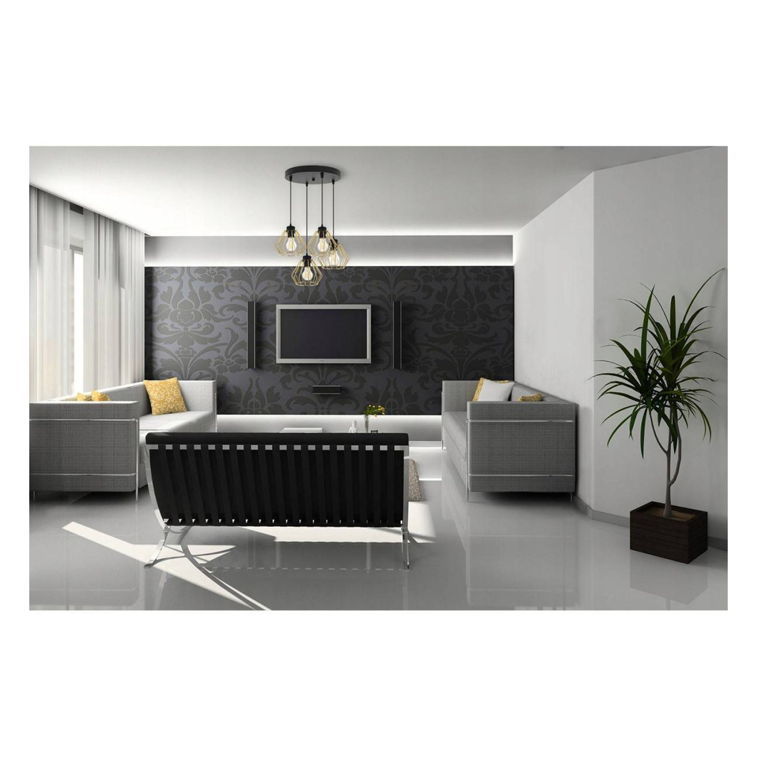 Závěsná lampa Loft se stínidly ve tvaru zlatých diamantů SANTOS 2213/4/OW foto5