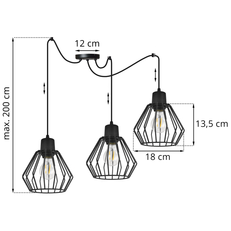 Pendant light on adjustable cables SPIDER NUVOLA 2502-3 foto4