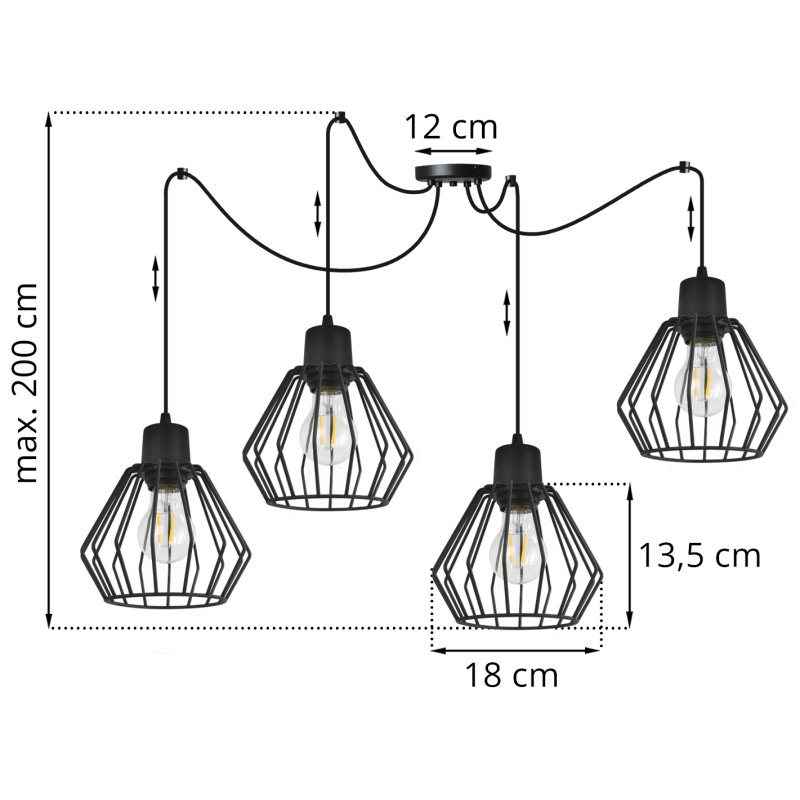 Pendant light on adjustable cables SPIDER NUVOLA 2502-4 foto4