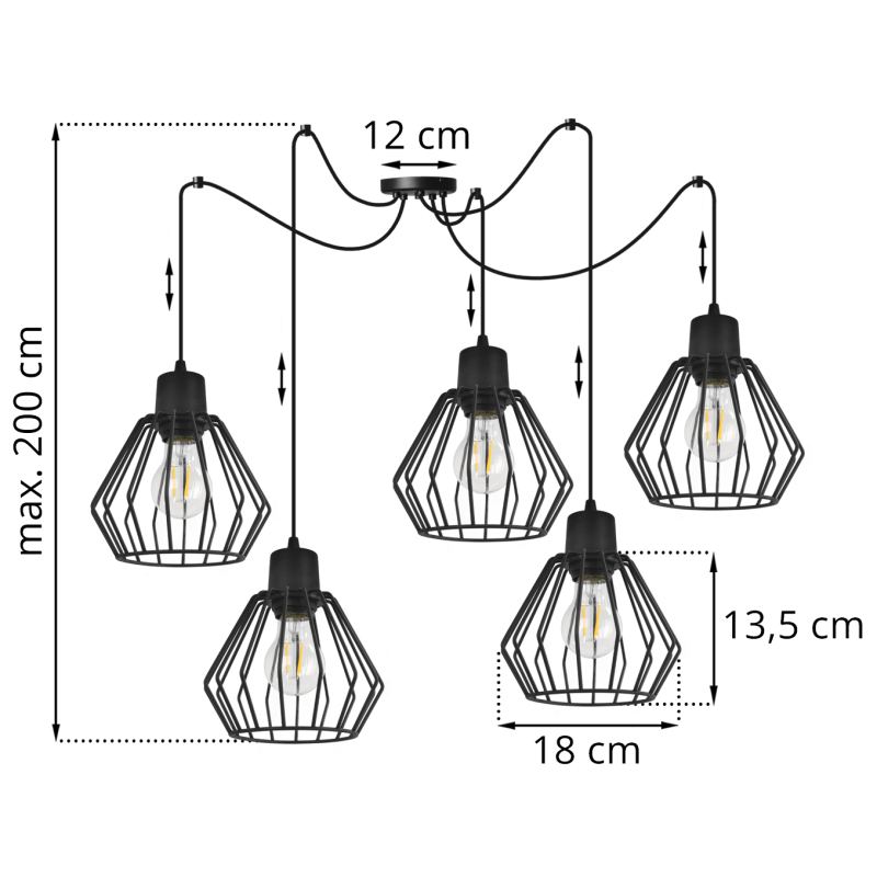 Pendant light on adjustable cables SPIDER NUVOLA 2502-5 foto4