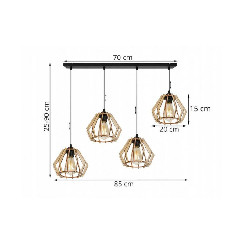 Modern lamp with wooden shades in Scandinavian style TIMBER 91444 foto3