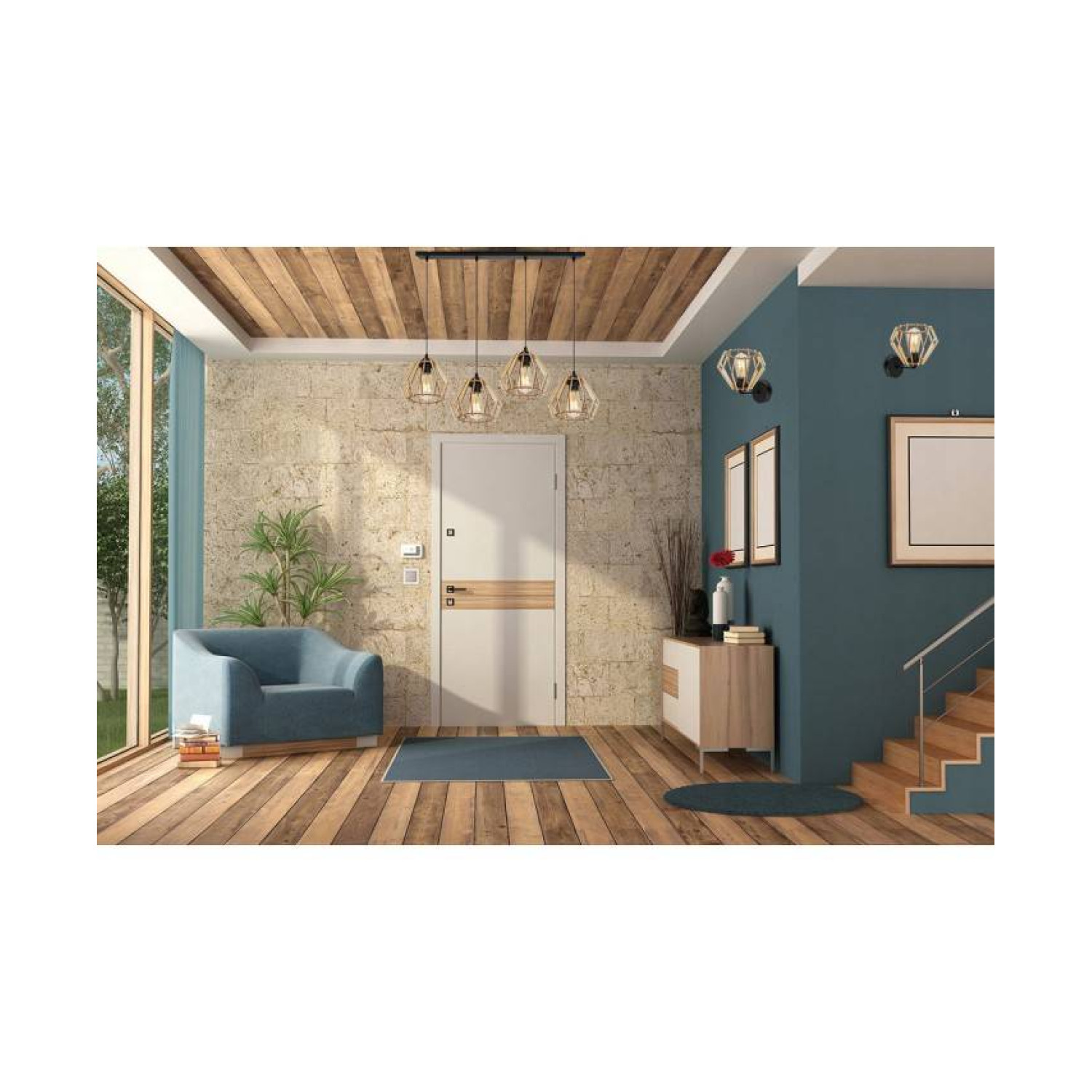 Modern lamp with wooden shades in Scandinavian style TIMBER 91444 foto5