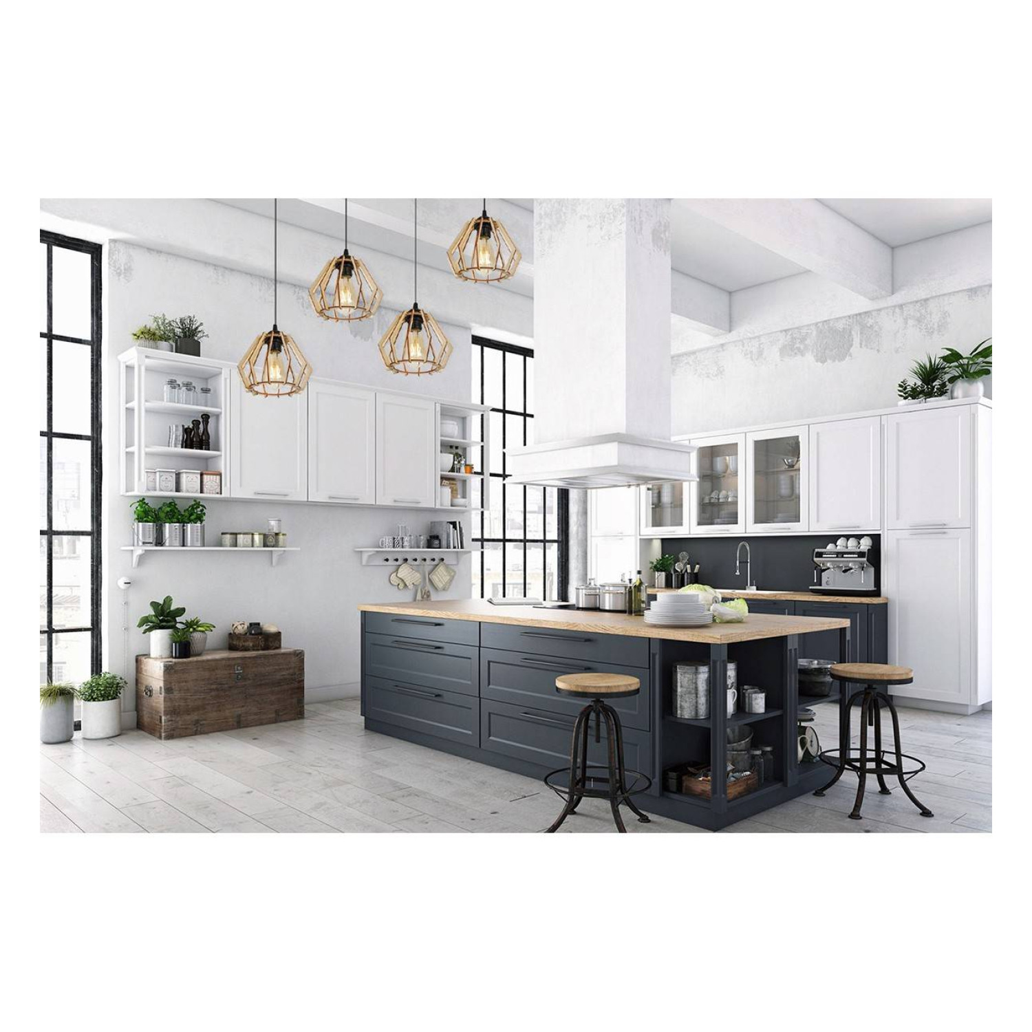 Modern lamp with wooden shades in Scandinavian style TIMBER 91444 foto8