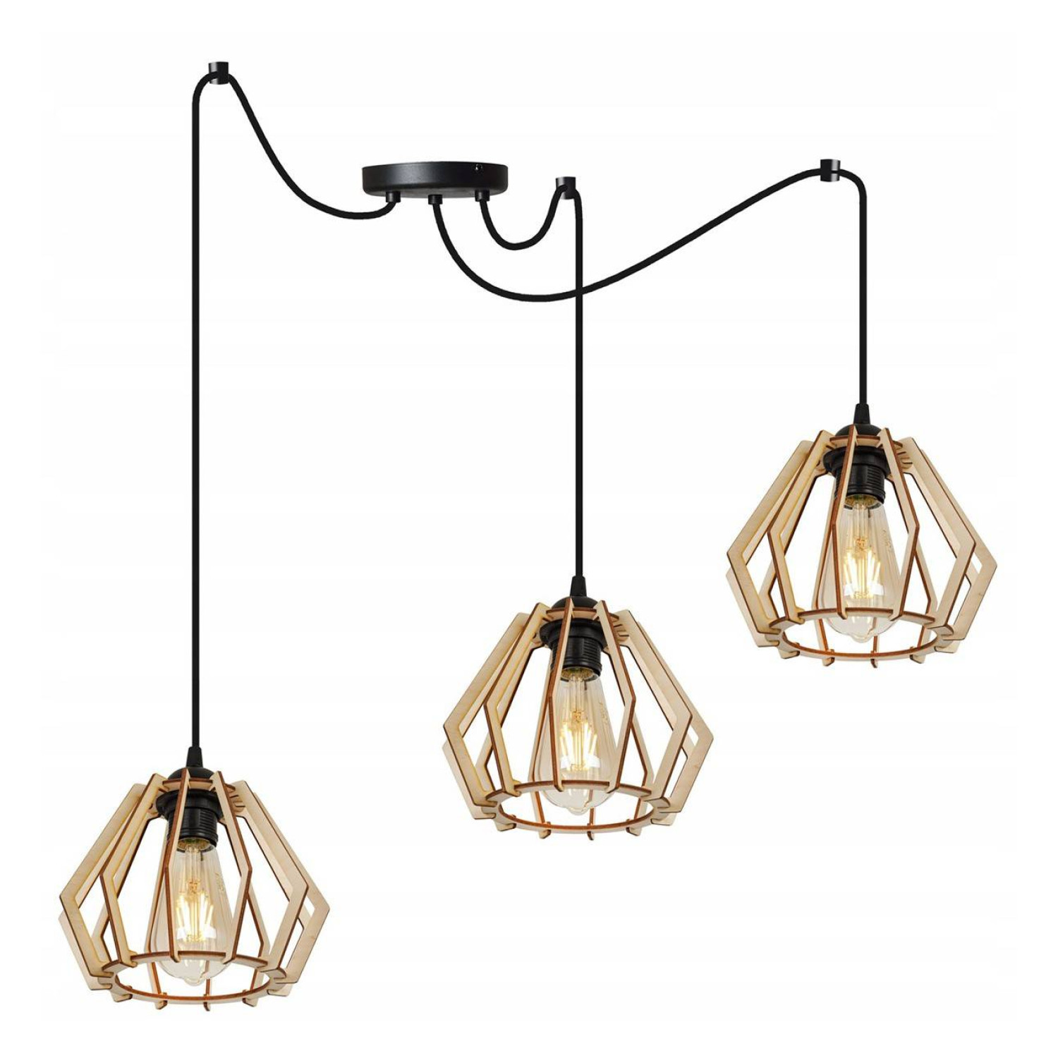 Dřevěné závěsné svítidlo s geometrickými stínidly SPIDER TIMBER 2360/3 foto2