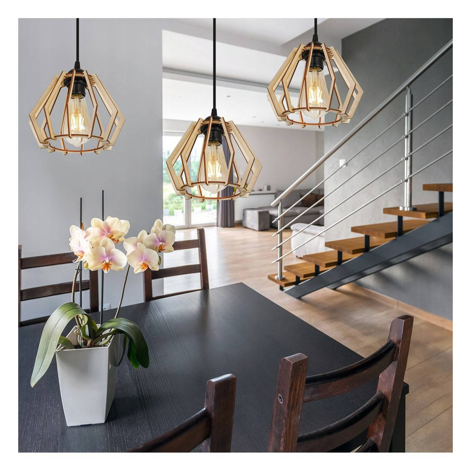 Dřevěné závěsné svítidlo s geometrickými stínidly SPIDER TIMBER 2360/3 foto6