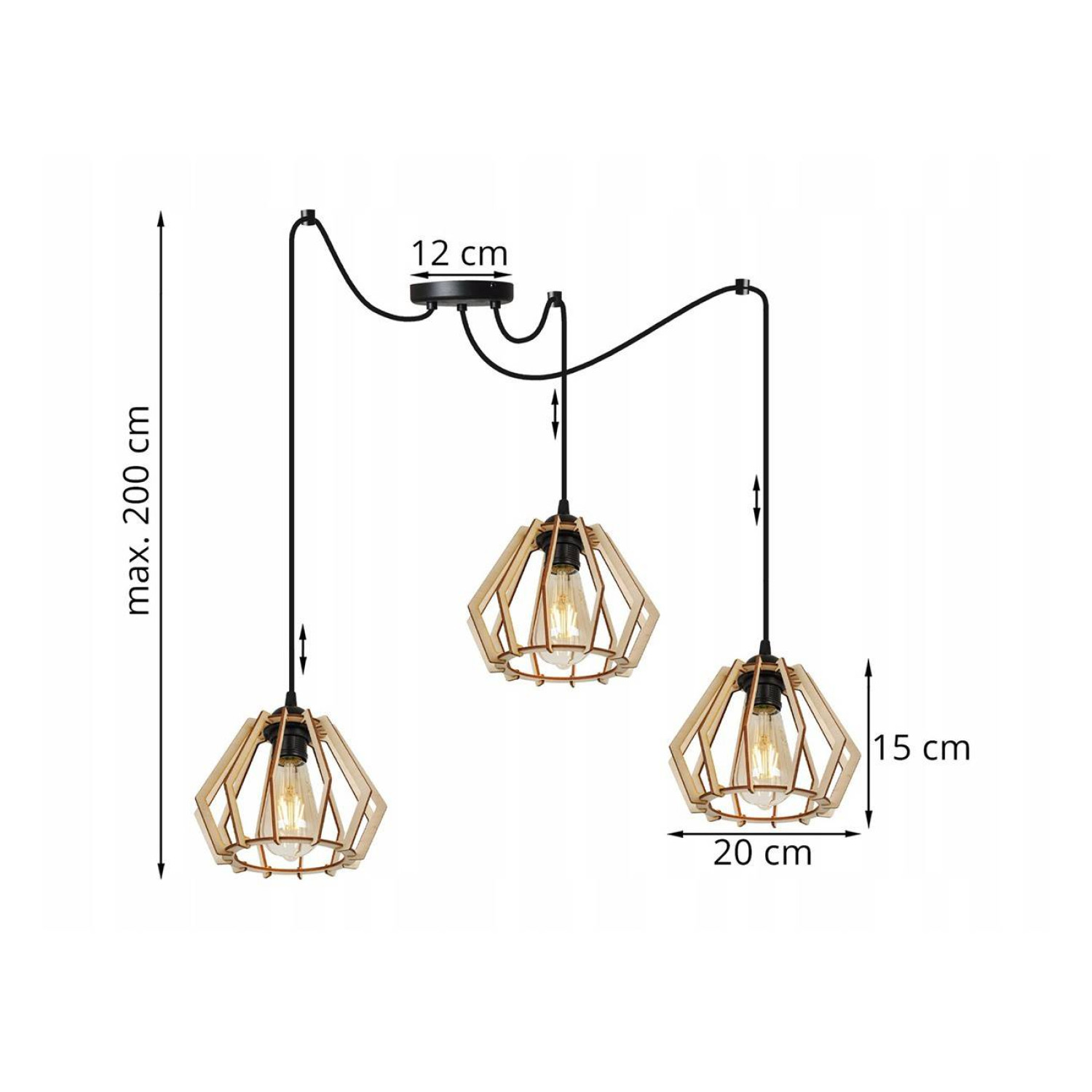 Dřevěné závěsné svítidlo s geometrickými stínidly SPIDER TIMBER 2360/3 foto5
