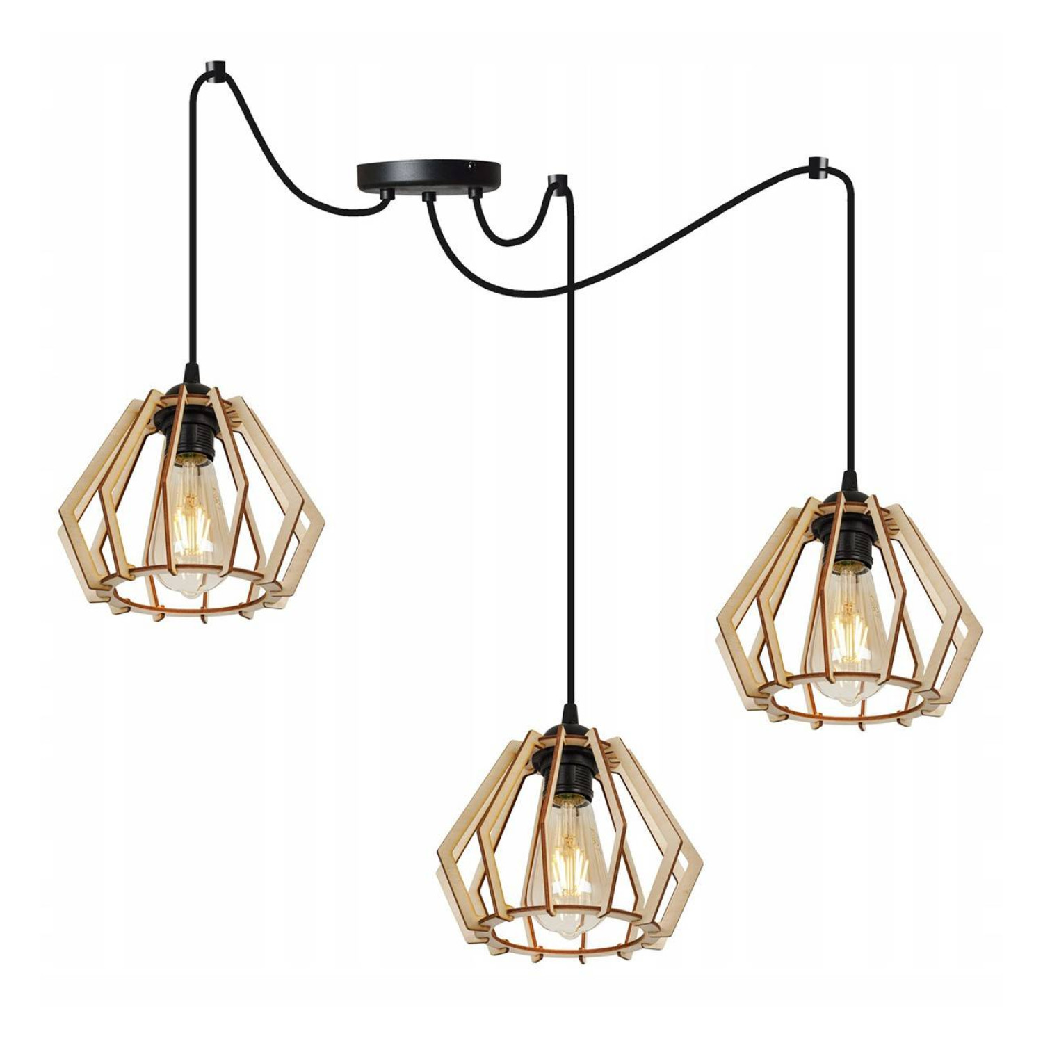 Dřevěné závěsné svítidlo s geometrickými stínidly SPIDER TIMBER 2360/3 foto3