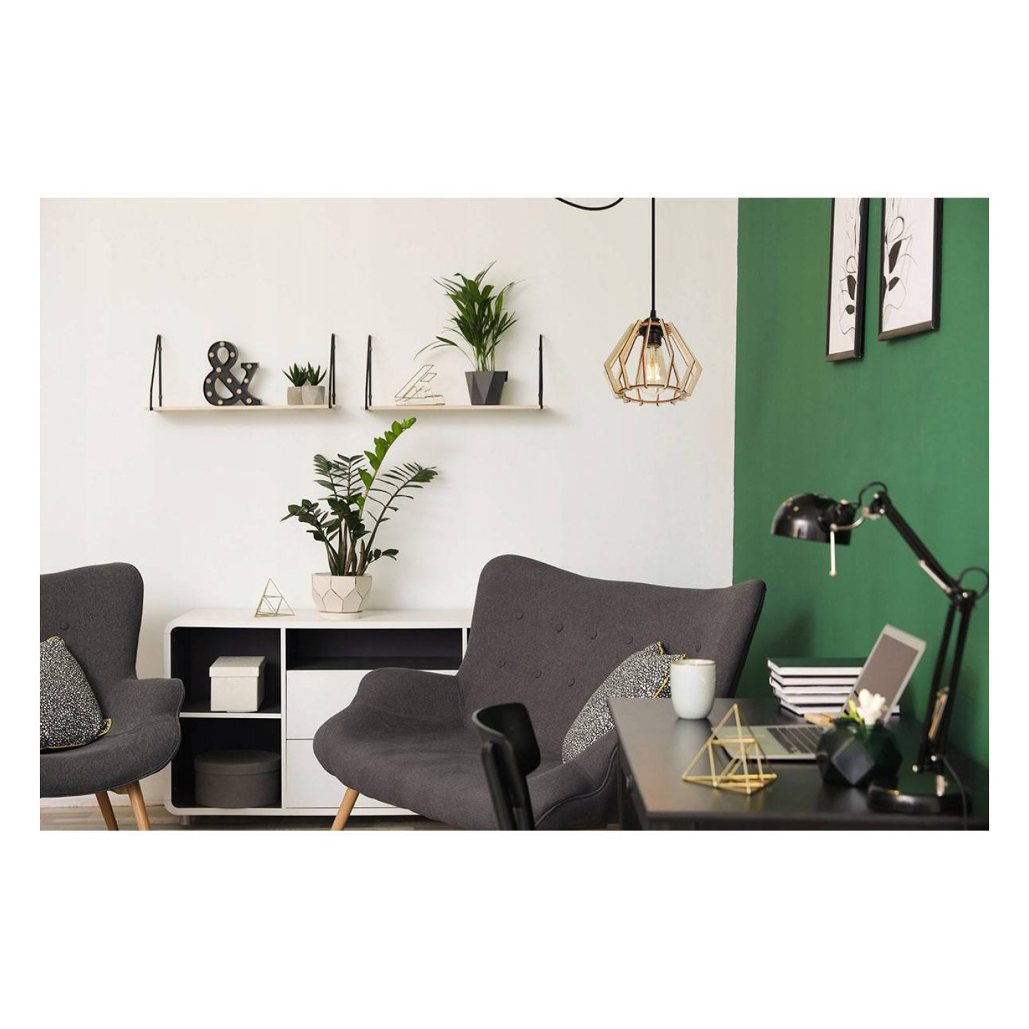 Dřevěná závěsná lampa se stínidlem ve tvaru diamantu SPIDER TIMBER 2360/1 foto5