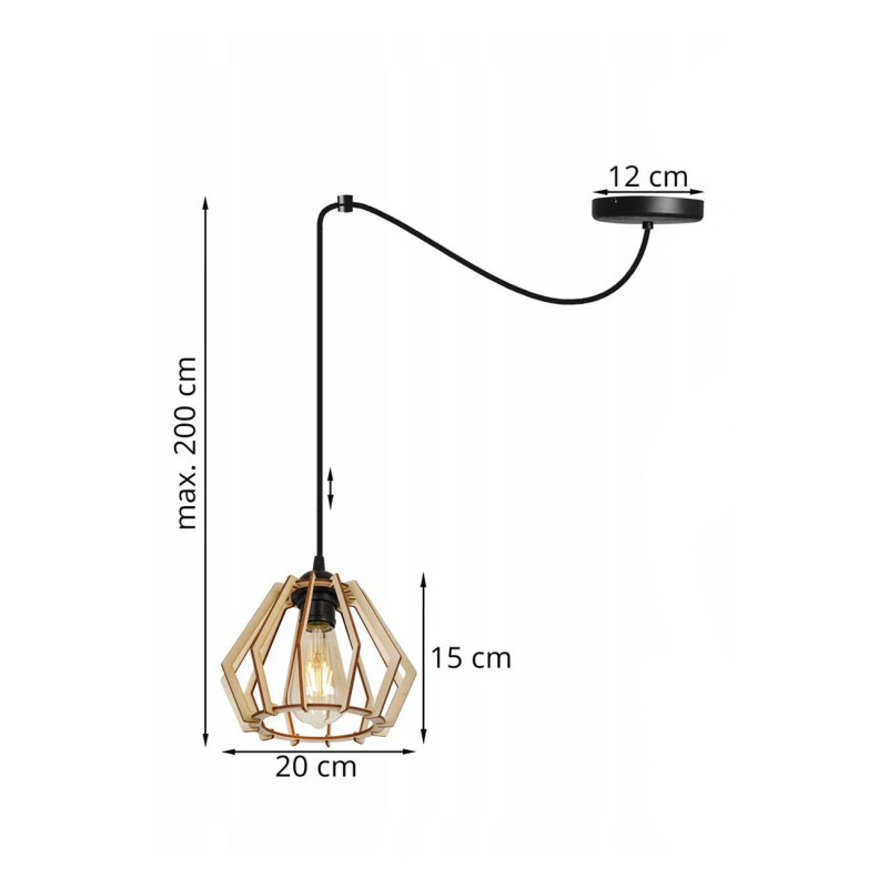 Dřevěná závěsná lampa se stínidlem ve tvaru diamantu SPIDER TIMBER 2360/1 foto4
