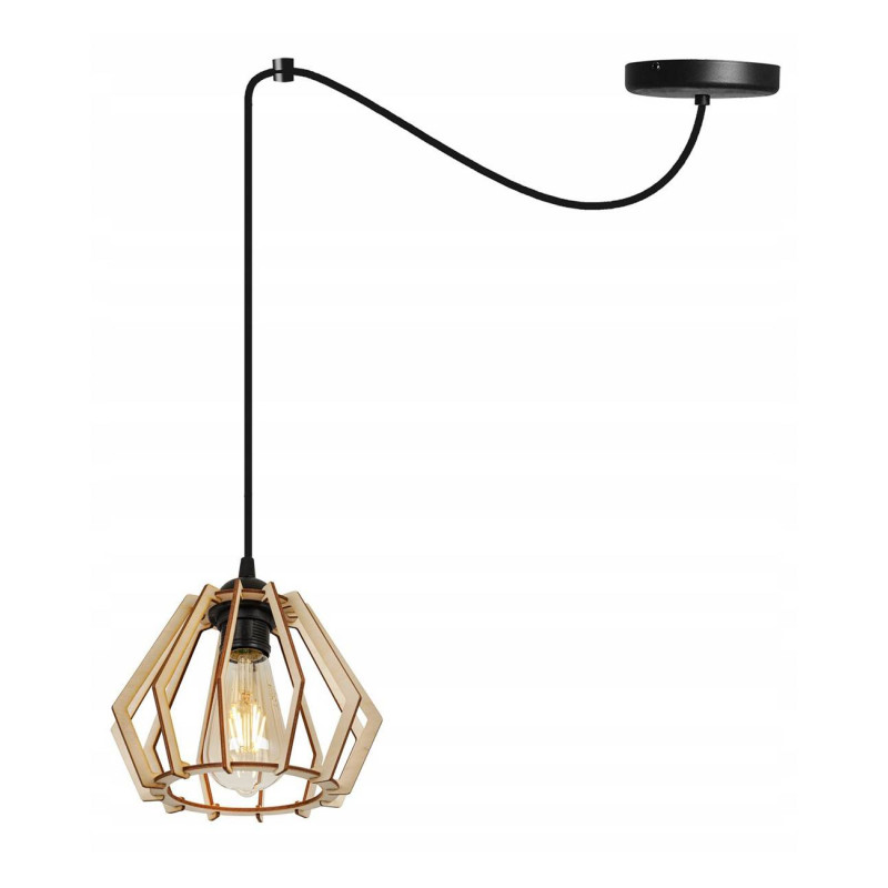 Wooden pendant lamp with diamond-shaped shade SPIDER TIMBER 2360/1