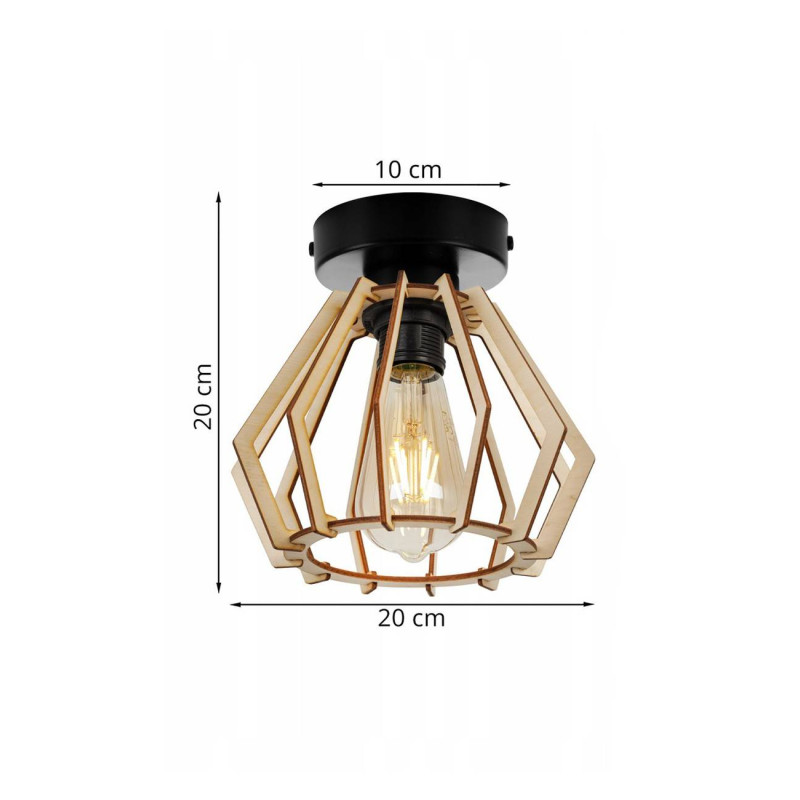 Wooden ceiling lamp with a diamond-shaped wooden shade TIMBER 2360/KB foto2