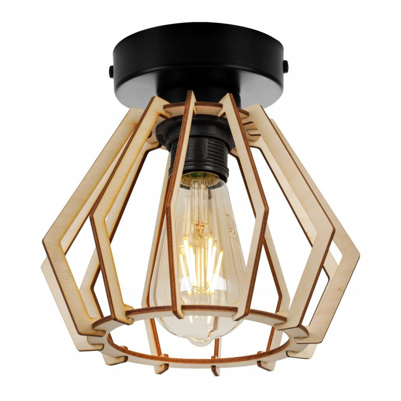 Wooden ceiling lamp with a diamond-shaped wooden shade TIMBER 2360/KB