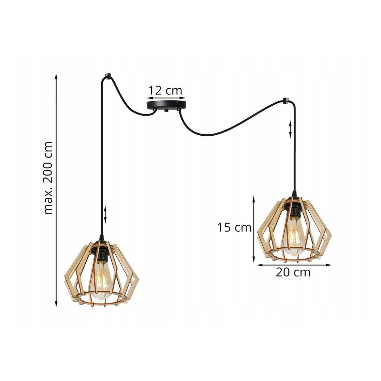 Wooden pendant lamp "Spider" with geometric shades SPIDER TIMBER 2360/2 foto3