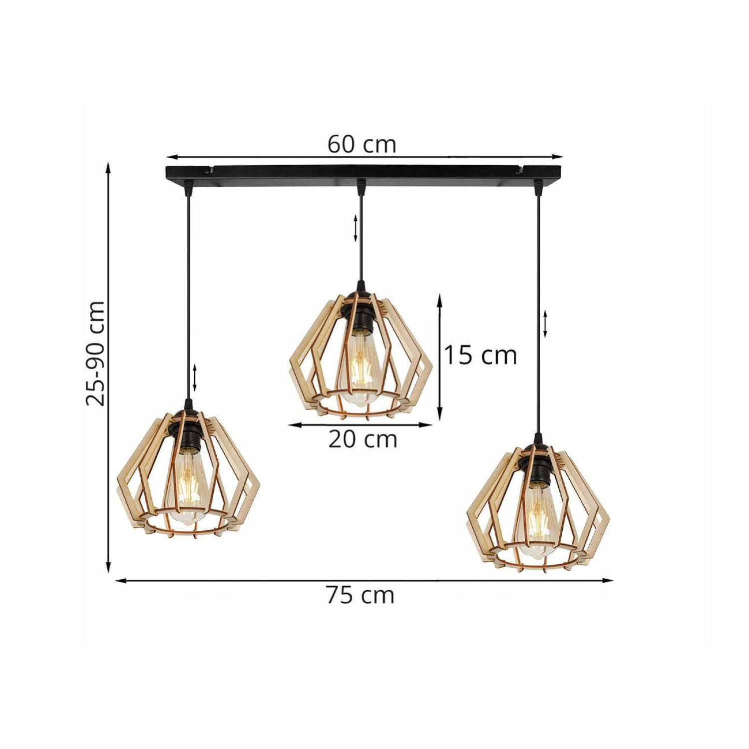 Modern lamp with wooden shades in Scandinavian style TIMBER 2360/3 foto3