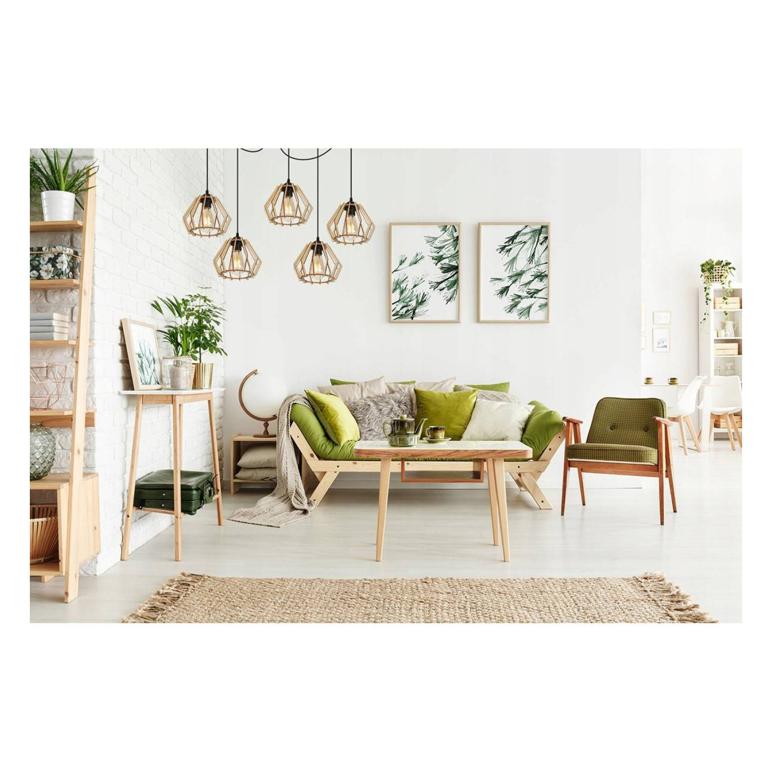 Modern suspension lamp with wooden shades SPIDER TIMBER 2360/5 foto3