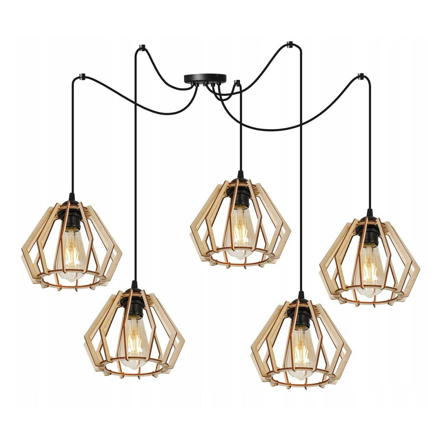Modern suspension lamp with wooden shades SPIDER TIMBER 2360/5