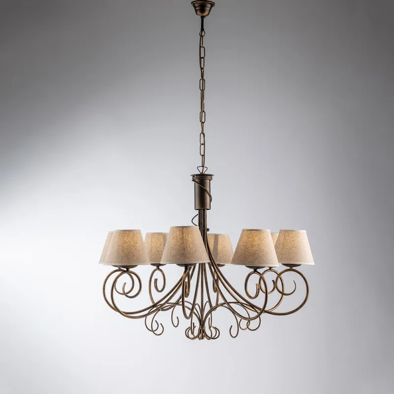 Kovový lustr BL258-8-BR Vienna, 8 X 40 Watt Max, hnědá, zlatá
