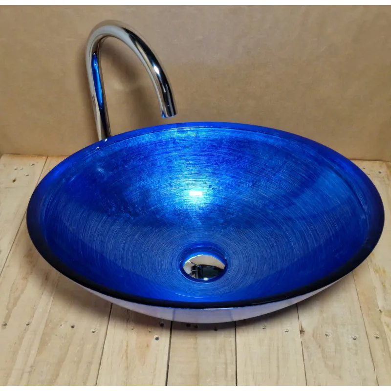 Skleněné designové umyvadlo  "Blue Silver Elegance" U 004 foto4
