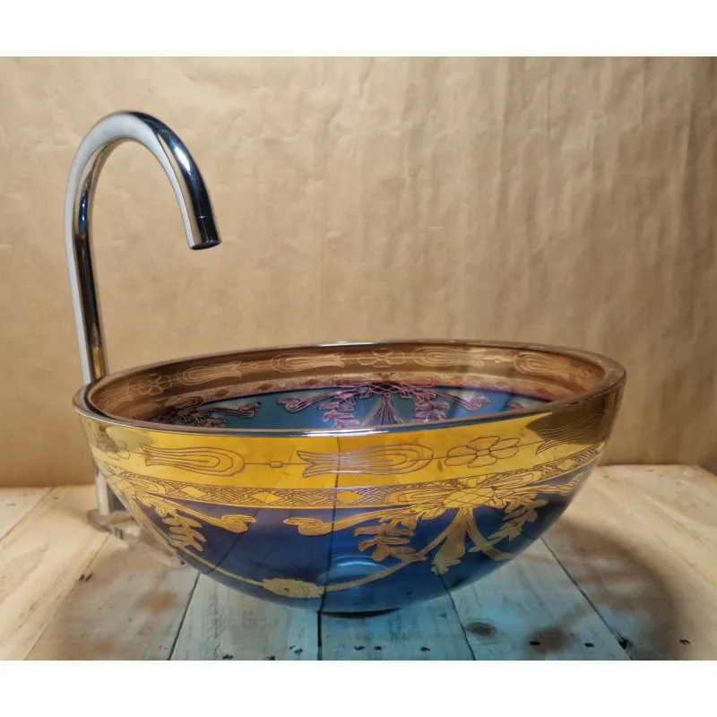 Skleněné Umyvadlo "Blue Silver Elegance"  U 010