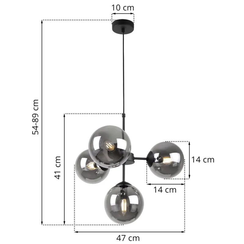 Black Pendant Light with Adjustable Length and Graphite Shades foto8