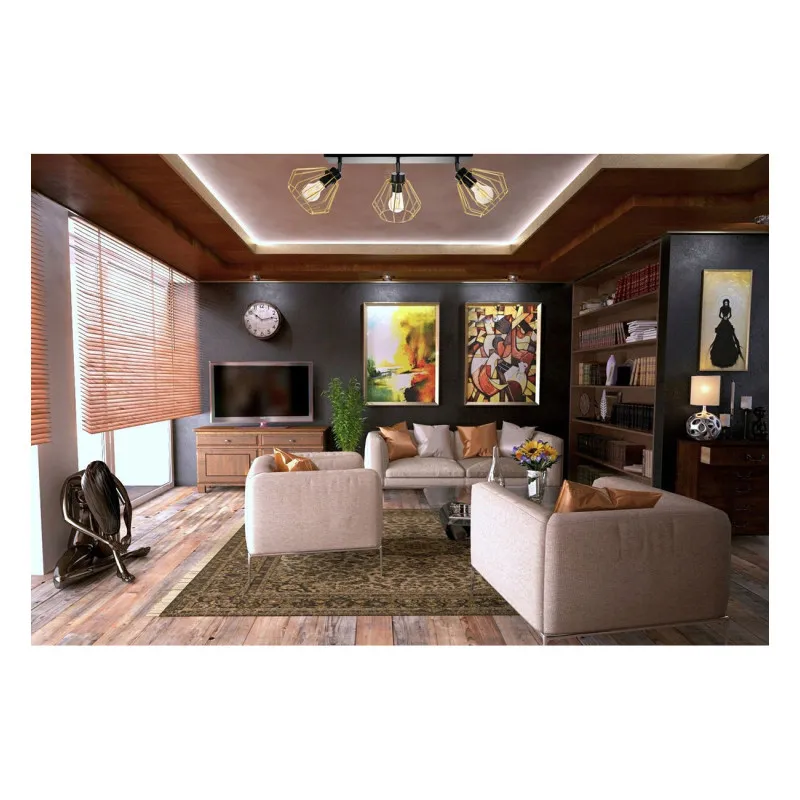 Svítidlo na kovové liště s třemi kovovými stínítky LH008 "SANTOS LOFT" foto2
